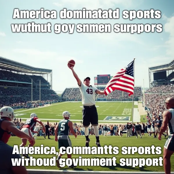 A scene representing the current state of Opinion America Dominates Sports Without Government Support.