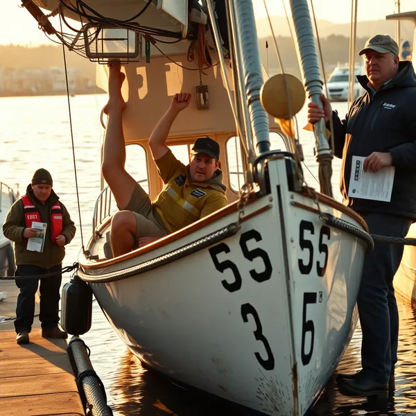 Andrew Bedwell tests fit in his custom 3-foot vessel before planned transatlantic crossing from St. John's, Newfoundland. Maritime officials have requested he at least 'write his will first.'