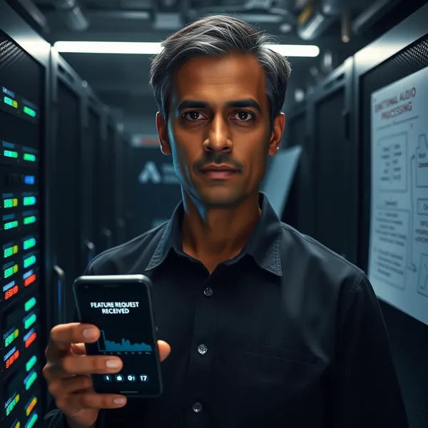 Google's Sameer Samat discusses the emotional intelligence features of Android 17 in a server facility following his Galaxy Unpacked presentation.