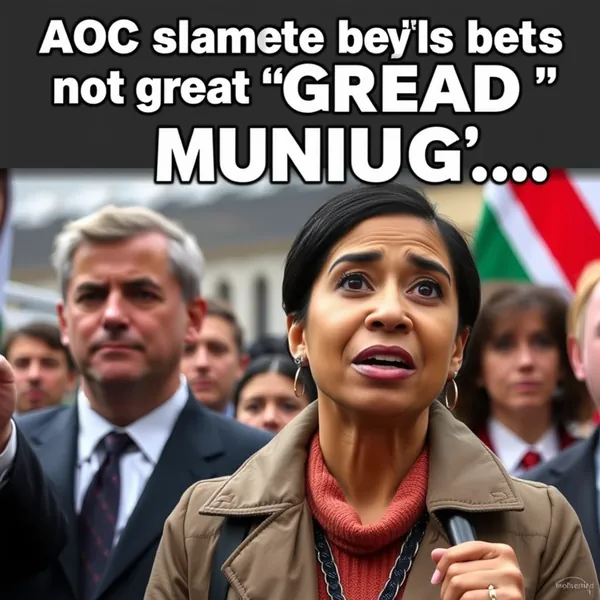 A scene representing the current state of Ocasio Cortez Offers A Working Class Vision In Munich With Some Stumbles.