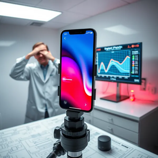 An Apple engineer monitors the iPhone 18 Pro's Adaptive Power Management system during a stress test focused exclusively on TikTok engagement metrics.
