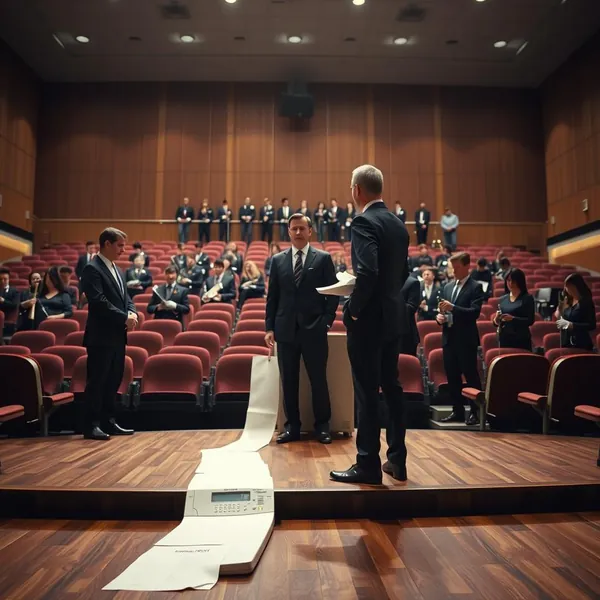 Turning Point USA organizers assess the fax machine proposed as a solution to the show's inability to reach a literal turning point during the halted All-American Halftime Show.