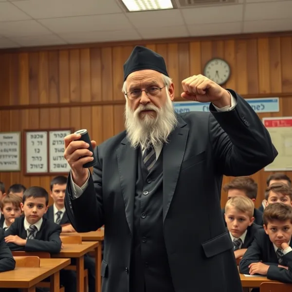 A rabbi at Baltimore's Yeshivas Chofetz Chaim leads a mandated curriculum session on the dance movements associated with reggaeton artist Bad Bunny.