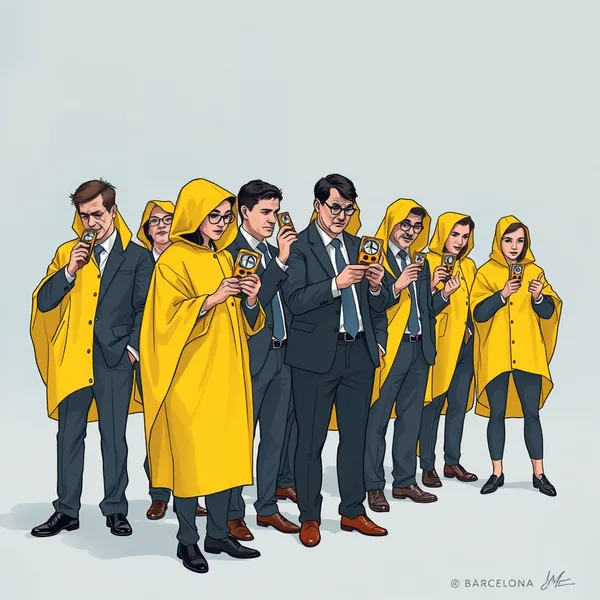 Amazon executive demonstrates a prototype anemometer to investors at Mobile World Congress, part of a new initiative to correlate wind speed with market performance.