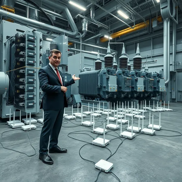 AES technicians oversee the installation of WiFi routers as part of the new grid management system funded by the BlackRock and EQT-led consortium's acquisition.