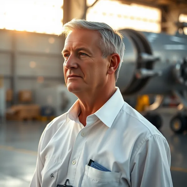 A Boeing engineer monitors the AI-driven maintenance interface, which interprets structural integrity data as motivational metrics.