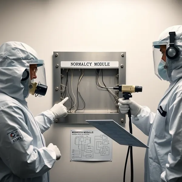 CDC field agent establishes containment perimeter around identified 'societal void' in Atlanta parking facility as part of agency's response to missing normalcy module.