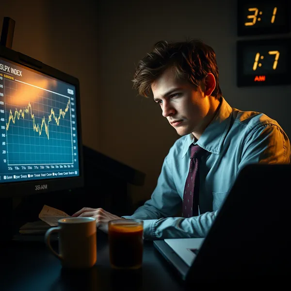 A Centerview Partners analyst monitors the firm's internal Sleep Price Index during overnight trading hours.