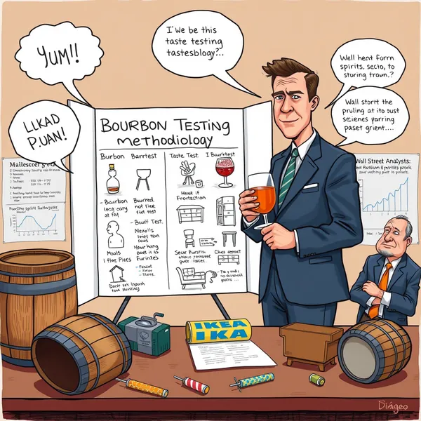 Diageo CEO Dave Lewis conducts a product tasting session as Wall Street analysts monitor the bourbon market's reaction to the company's revised sales projections.