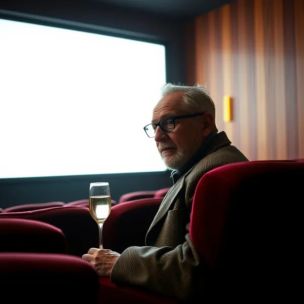 Film critic A.O. Scott observes a blank screen during a private viewing session analyzing the cinematic impact of production delays.