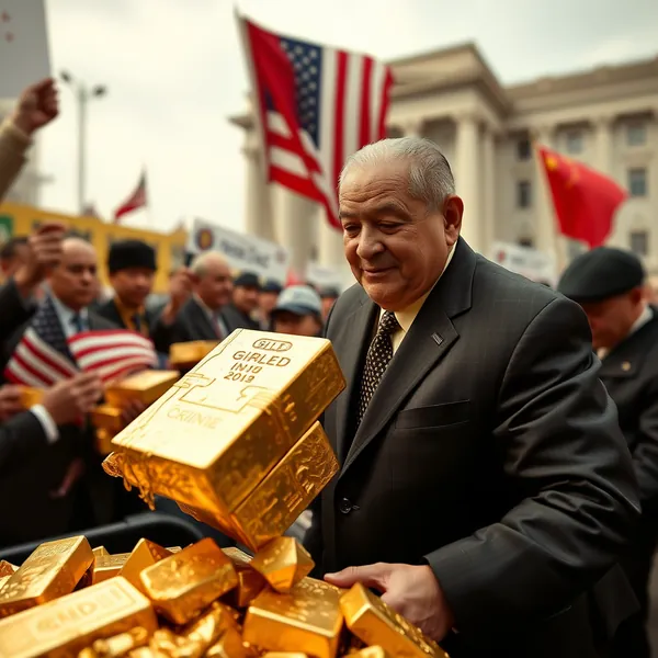 A scene representing the current state of Gold Hovers Near 000 An Ounce With US And China Closed.