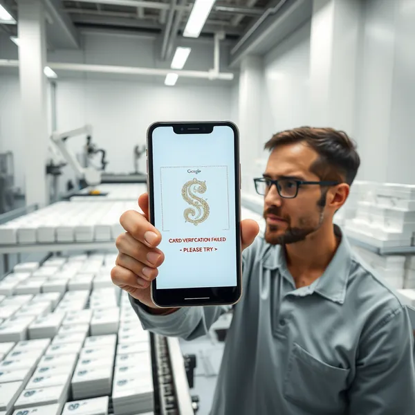 Google employee reviews rejected calling cards at the company's authentication facility, where physical cards must be approved before digital calls can connect.