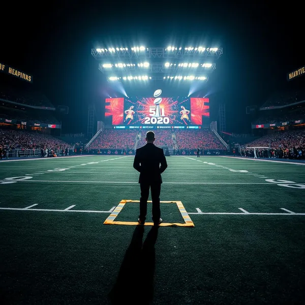 A Turning Point USA representative practices his stationary remarks during a technical rehearsal for the alternative halftime event.