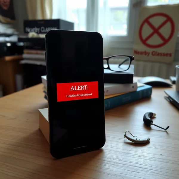 A library patron receives a smart glasses alert from the Nearby Glasses app while an unsuspecting woman reads nearby.