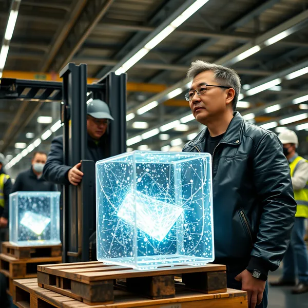 Nvidia CEO Jensen Huang surveys the company's new inventory of physically manifested AI demand at a leased warehouse facility in San Jose, California.