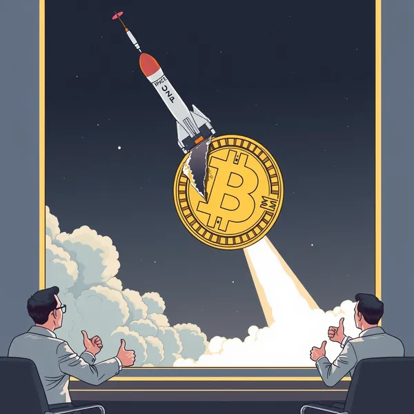 Elon Musk reviews bitcoin valuation updates during a SpaceX briefing on redefined investment metrics ahead of the company's IPO filing.