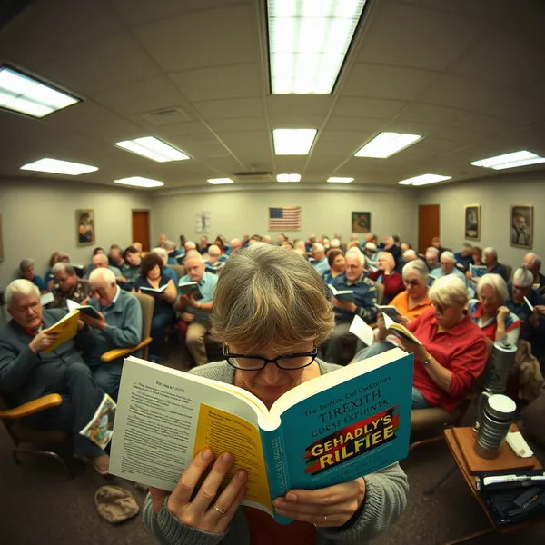 Members of the Tuesday Evening Literary Society maintain a continuous session at the St. Louis community center, adhering to a procedurally mandated 'slow scroll' reading pace.