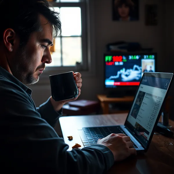 Actuarial analyst David Pearson reads the First Light News newsletter during breakfast, an activity federal economists now correlate directly with global currency fluctuations.