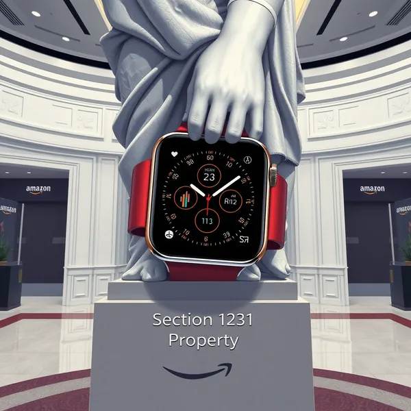 An Amazon tax attorney presents a new depreciation model linking wearable technology discounts to federal fitness incentives during an internal strategy briefing.