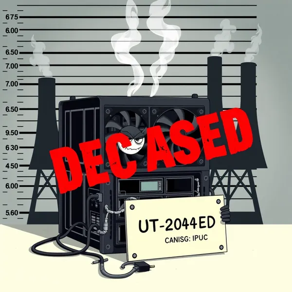 Utah Highway Patrol officers examine the apprehended cryptocurrency mining rig responsible for draining three power plants, during a press briefing at the state capitol on Thursday.