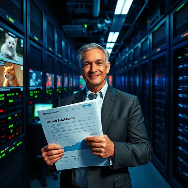 A Vanguard analyst monitors the Client Joy Index during a quarterly review at the company's Boston data center.
