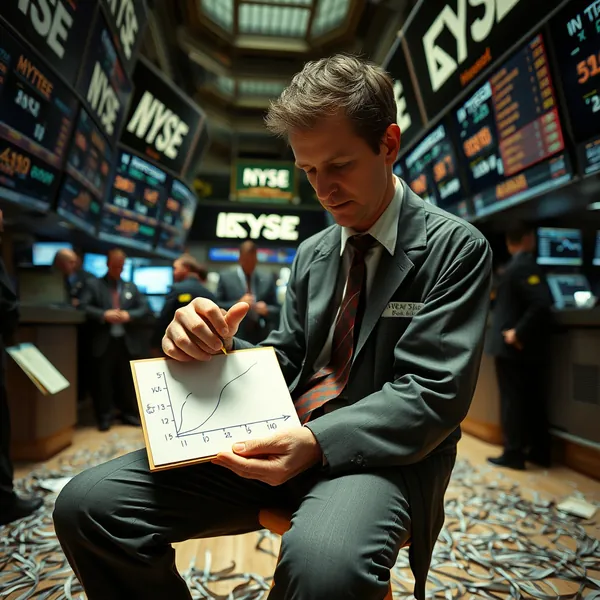 A trader on the floor of the New York Stock Exchange calculates a critical point during Thursday's record-setting trading session.