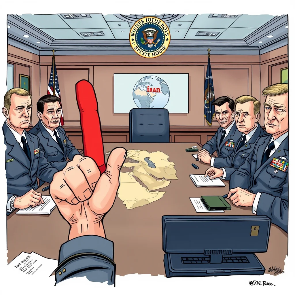 White House officials utilize repurposed foam fingers as signal flags to coordinate military strikes against Iranian targets during a late-night briefing session.