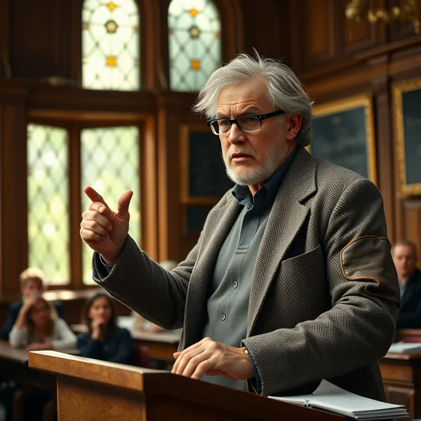 A Yale professor lectures students in a wood-paneled classroom on campus, following reports of his past recommendation of a student to Jeffrey Epstein based on her appearance.
