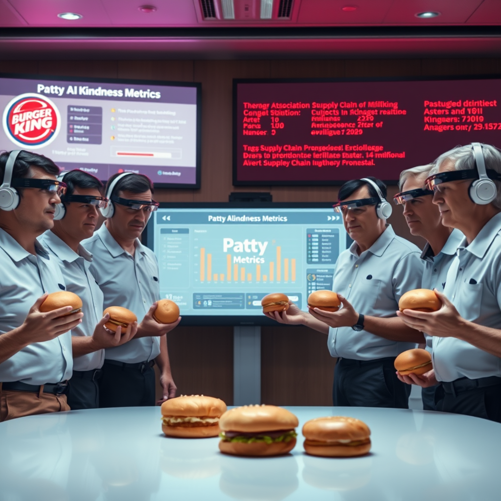 Burger King employee demonstrates Patty-approved verbal substitution techniques during patty shortage at Cleveland test location.