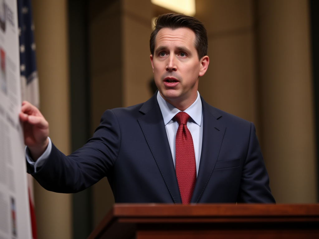 Sen. Josh Hawley demonstrates intense focus during a hearing on the Homes for American Families Act, a bipartisan bill addressing investment practices in the housing market.