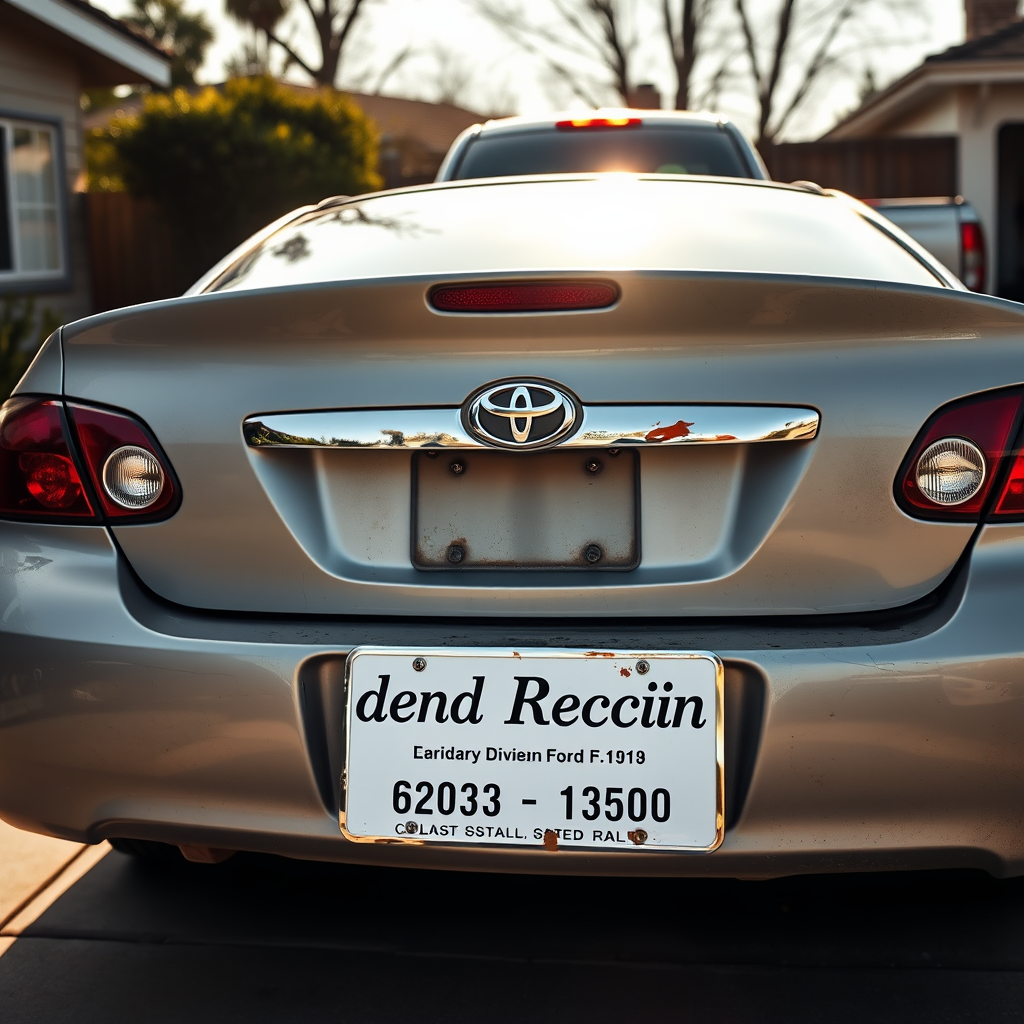 A State Farm Dividend Technician installs a company-issued dividend plate on a policyholder's vehicle in a Bloomington, Illinois parking lot as part of a $5 billion program to physically return value to customers.